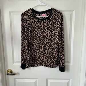 Kate Spade Leopard Velour Long Sleeve Top Size L